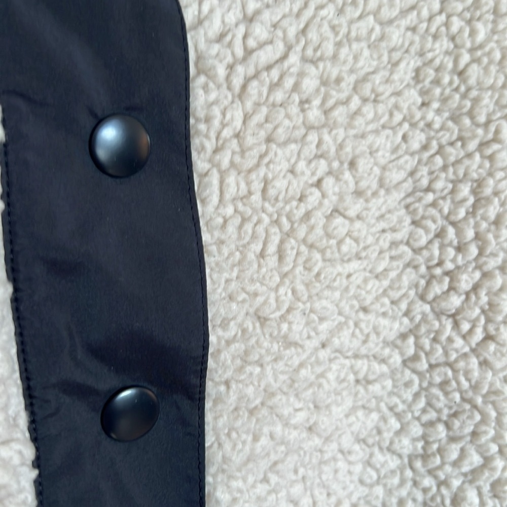 LOU & GREY Pullover Cream and Black Sherpa 1/4 Snap Pullover Jacket | L - Picture 5 of 8